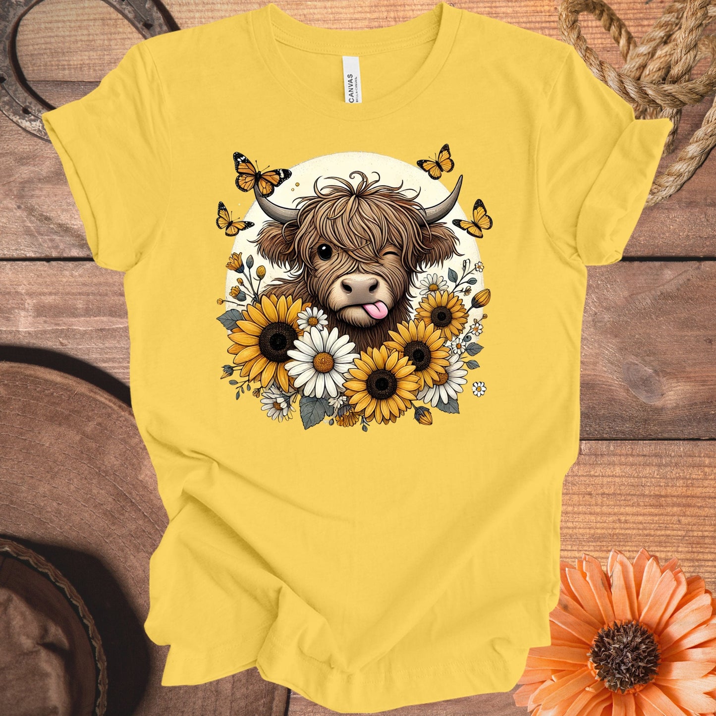 Highland Cow with Sunflowers and Butterflies product type
