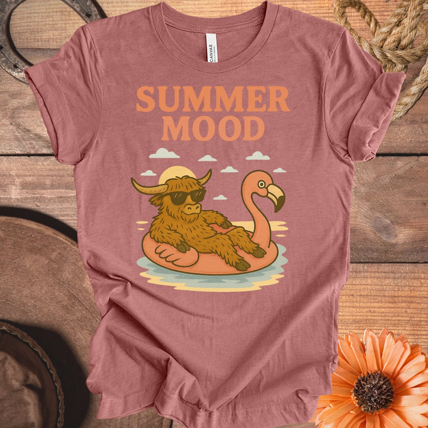 Summer Mood Highland Cow Graphic T-Shirt product type
