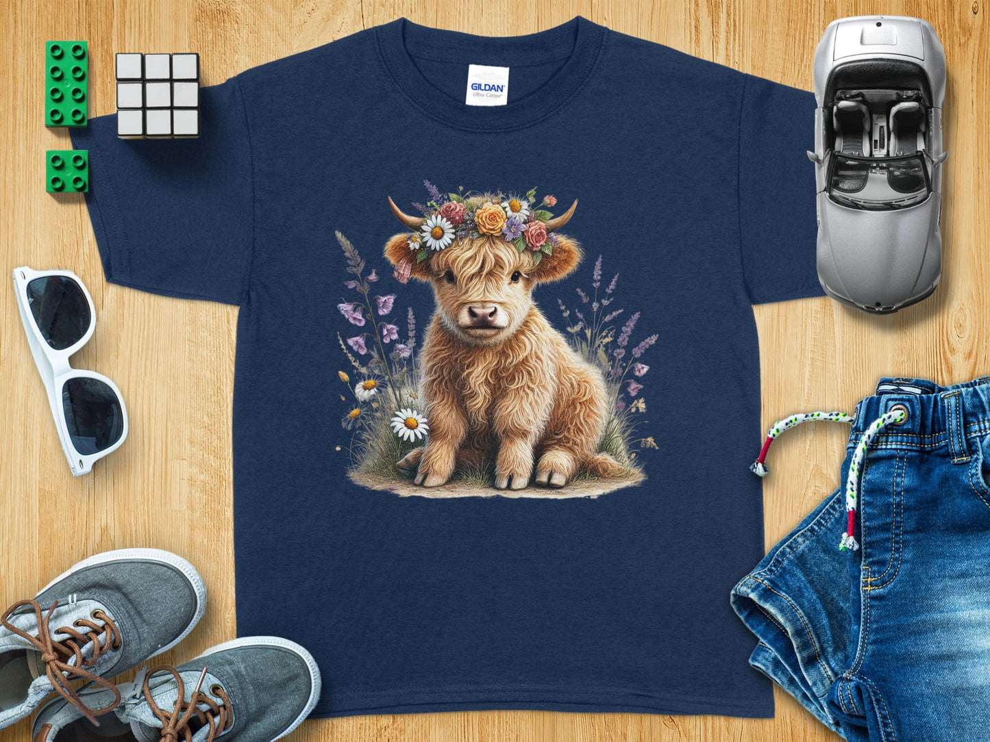 Cute Highland Cow Graphic Tee Shirt Adorable Product Type