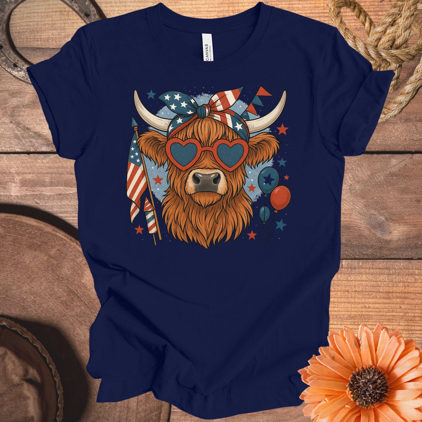 Highland Cow with Patriotic Sunglasses Shirt product type