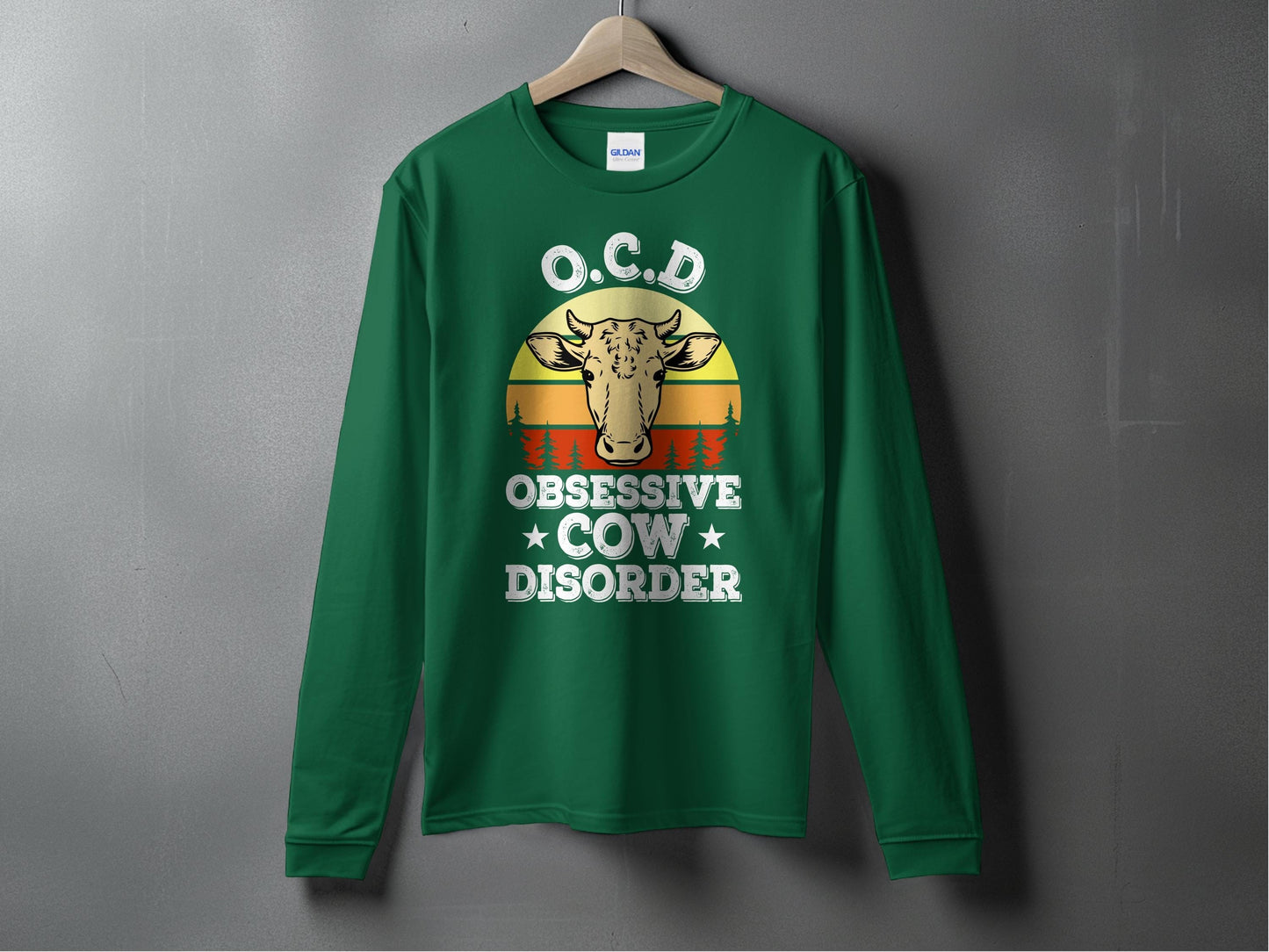 Obsessive Cow Disorder Design Green Long Sleeve product type
