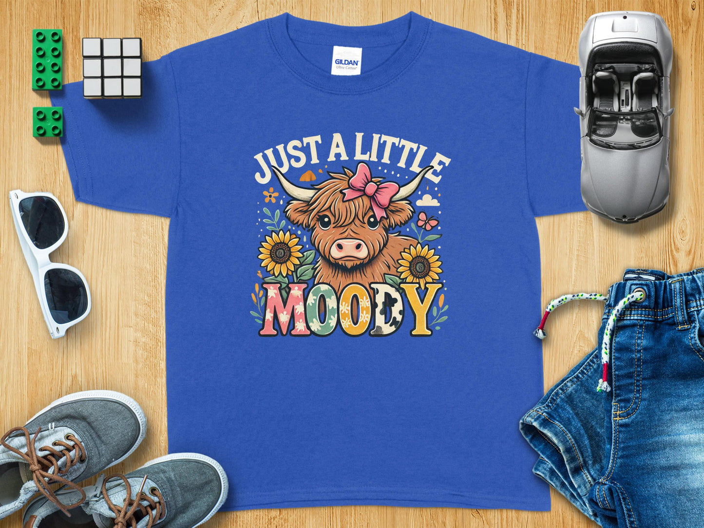 Just a Little Moody Highland Cow Kids T-Shirt product type