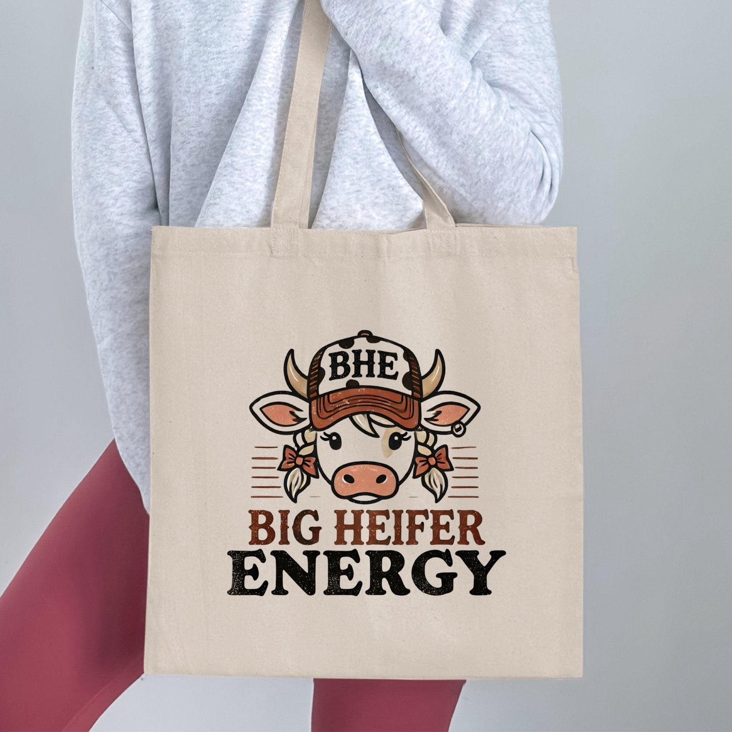 Big Heifer Energy BHE Cow Tote Bag Shopping Product