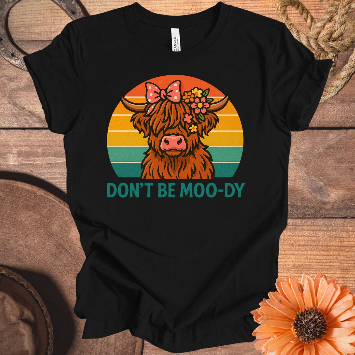 Don't Be Moo-dy Highland Cow Graphic T-Shirt product type