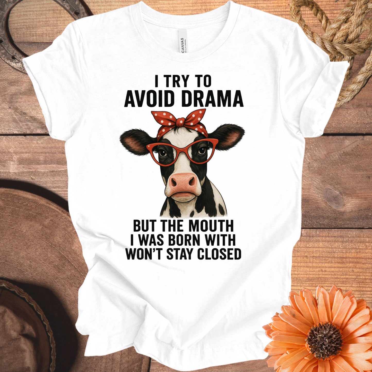 I Try To Avoid Drama Cow Graphic T-Shirt product