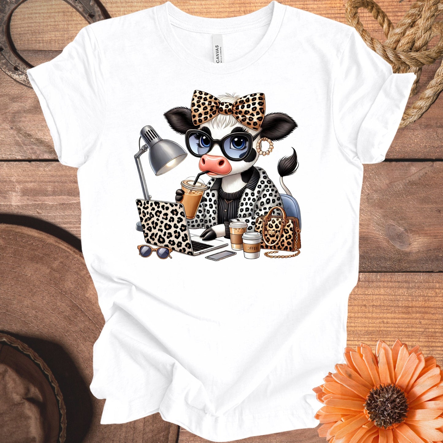 Stylish Cow Print Design Graphic Tee product