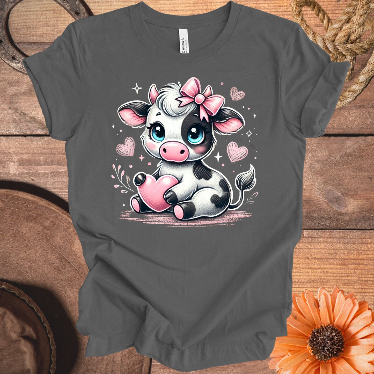 Cute Baby Cow With Pink Bow Graphic T-Shirt product