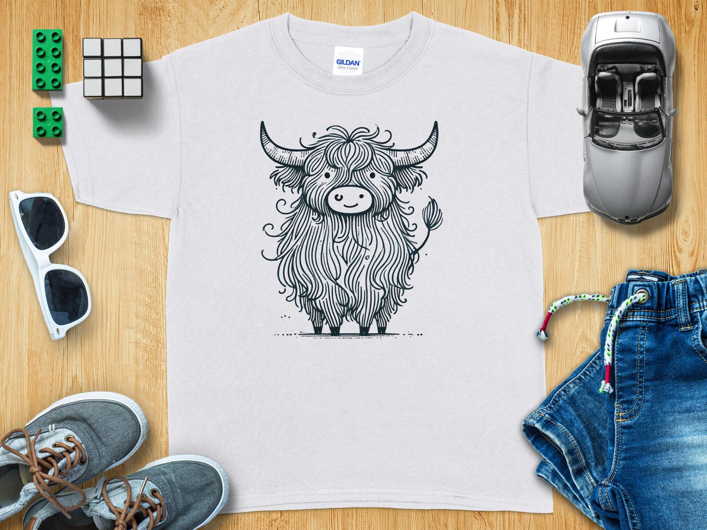 Cute Highland Cow Graphic Kids Shirt product type