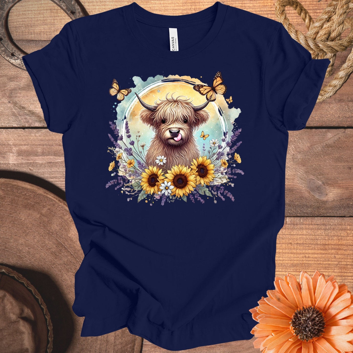 Highland Cow with Sunflowers T Shirt product type