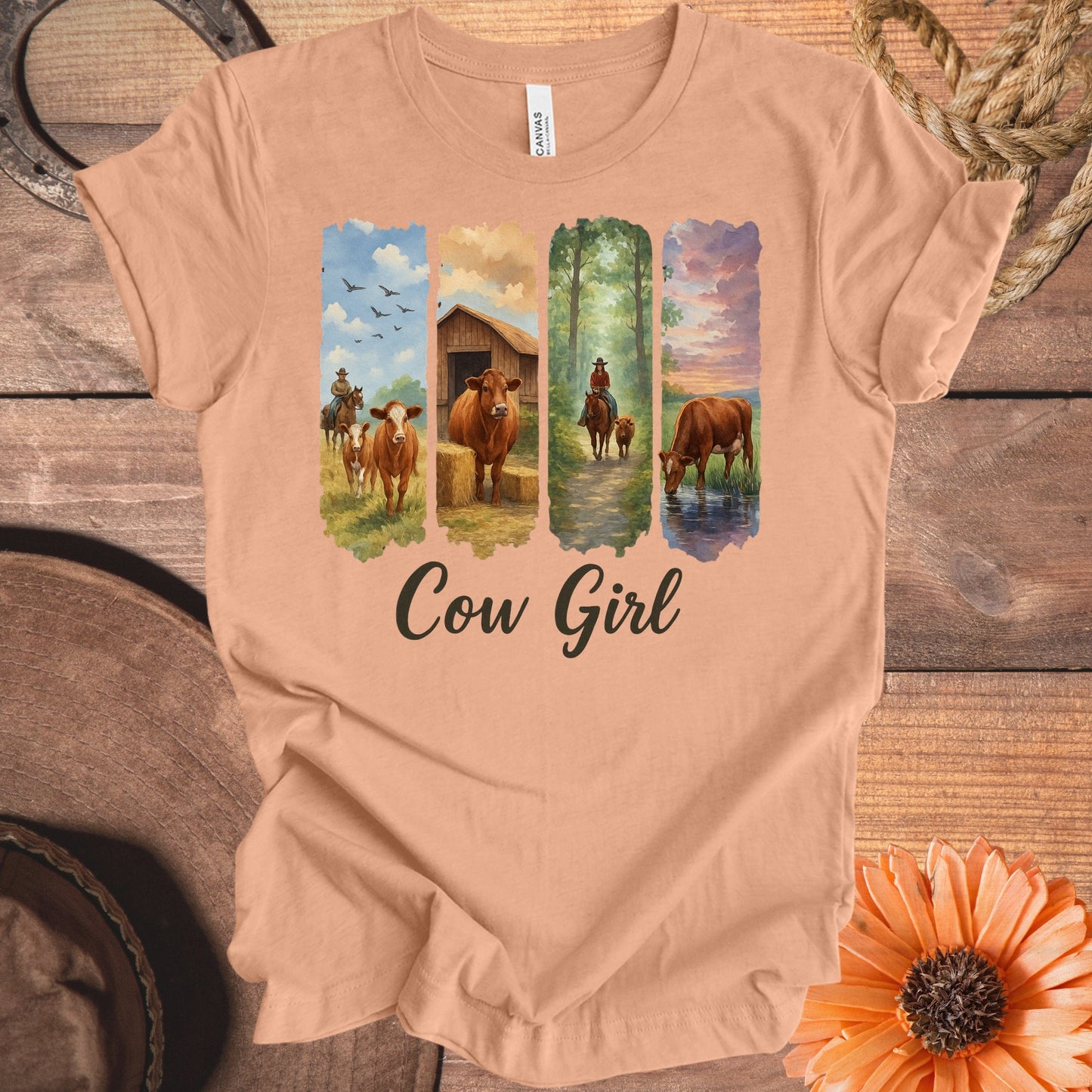 Scenic Cow Girl Graphic Tee with Rustic Flair product