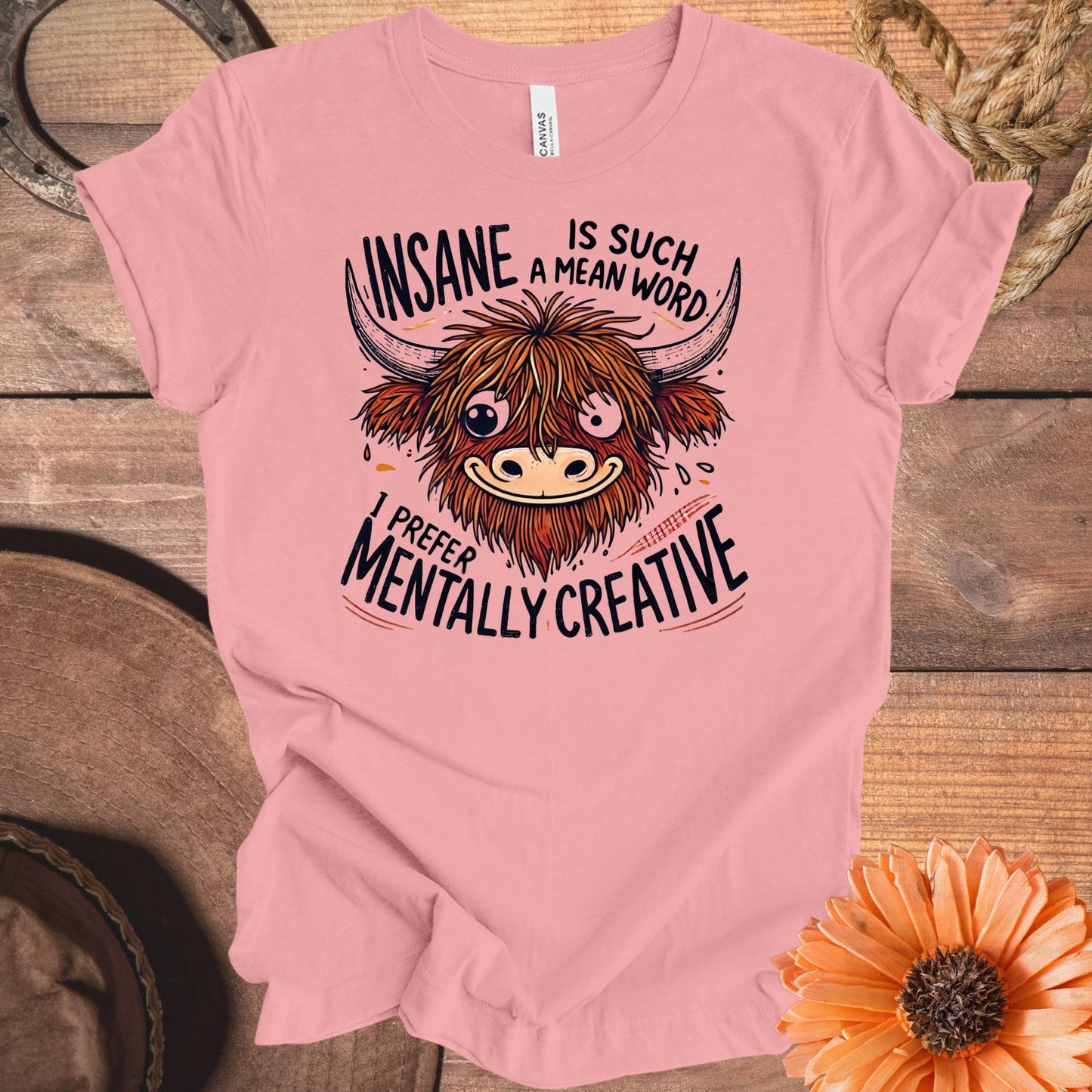 Mentally Creative Highland Cow Graphic T-Shirt product