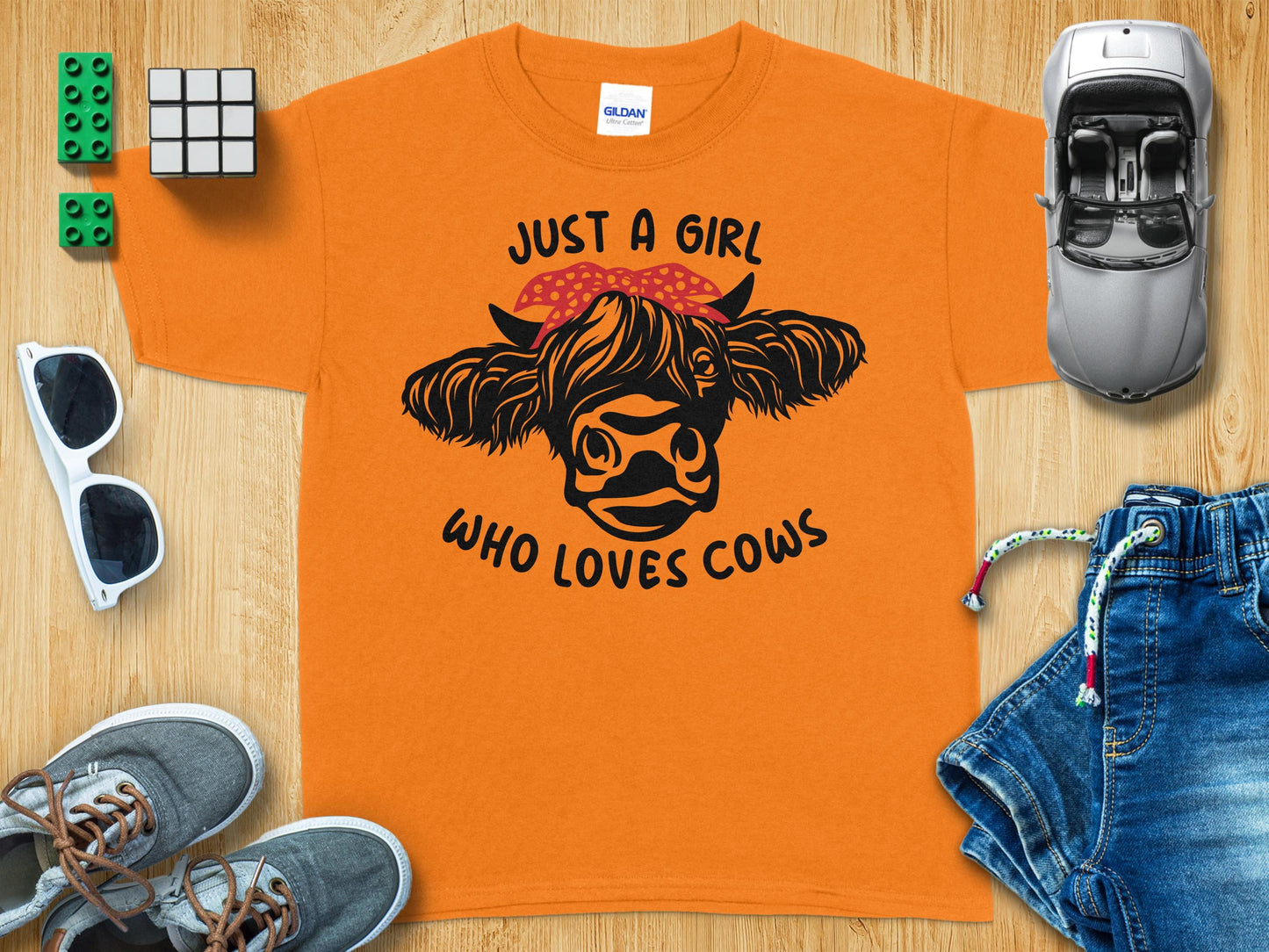 Just a Girl Who Loves Cows Orange T-Shirt product type