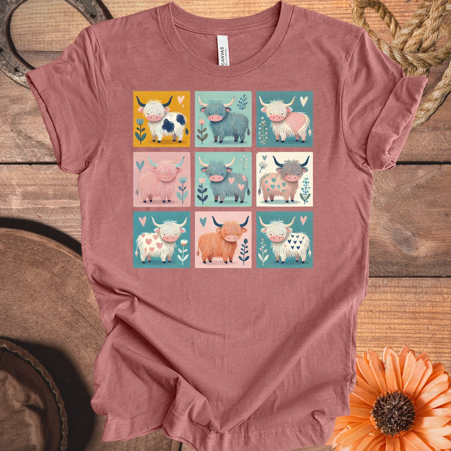 Unique Highland Cow Pattern Design T-shirt product type