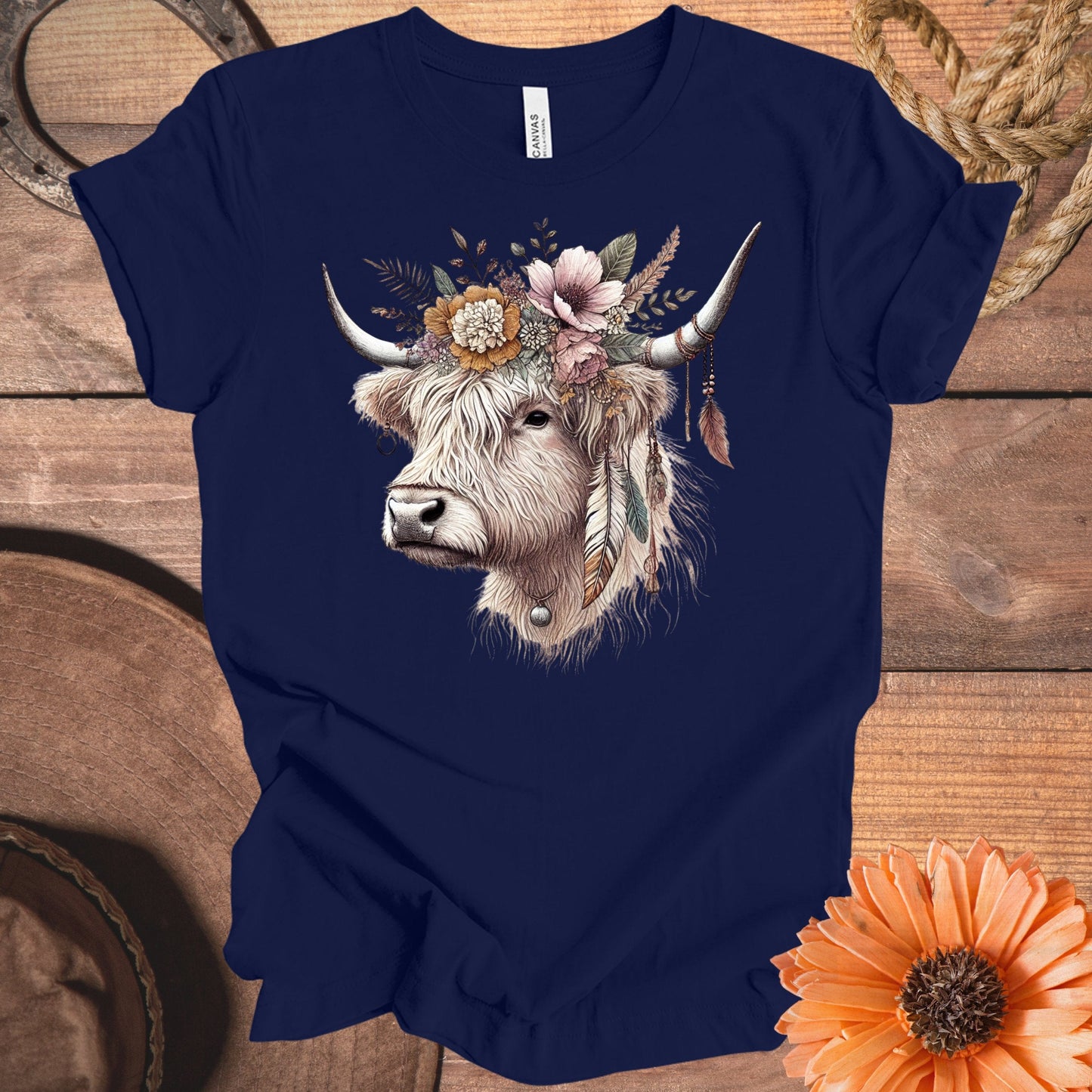 Vintage Highland Cow Art Graphic T shirt product