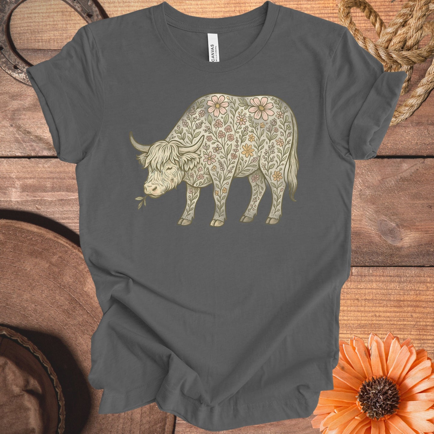 Floral Patterned Cow Design Shirt product type