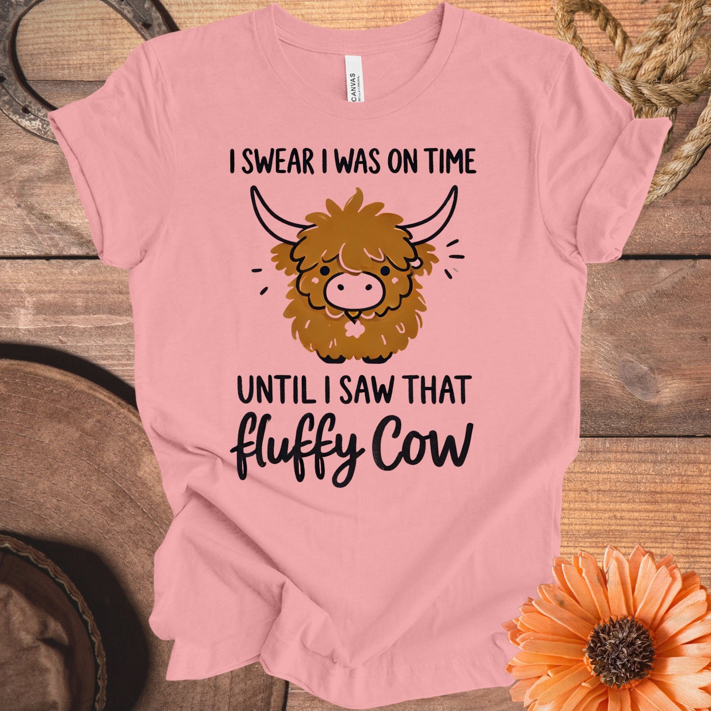 Funny Fluffy Cow Graphic Tee Shirt For Women product type