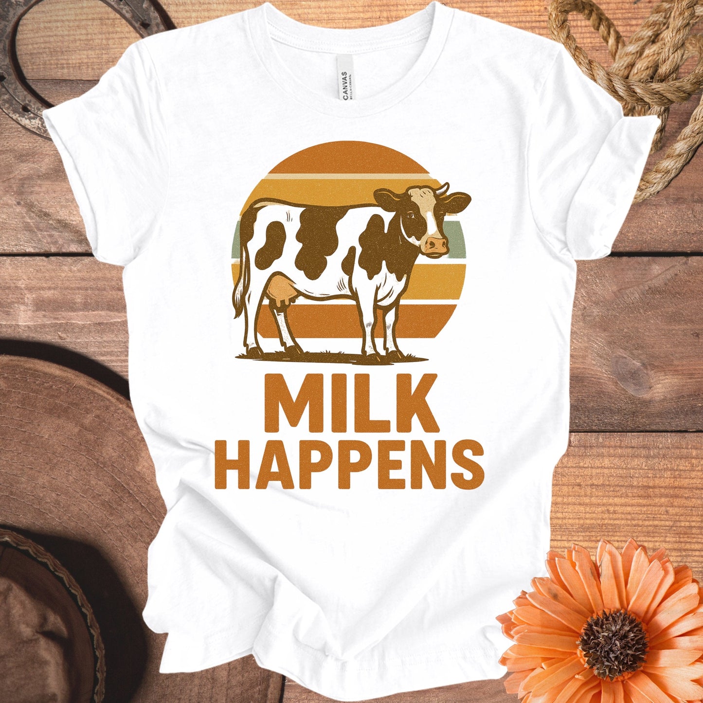 Milk Happens Funny Cow Pun Graphic T-shirt product type