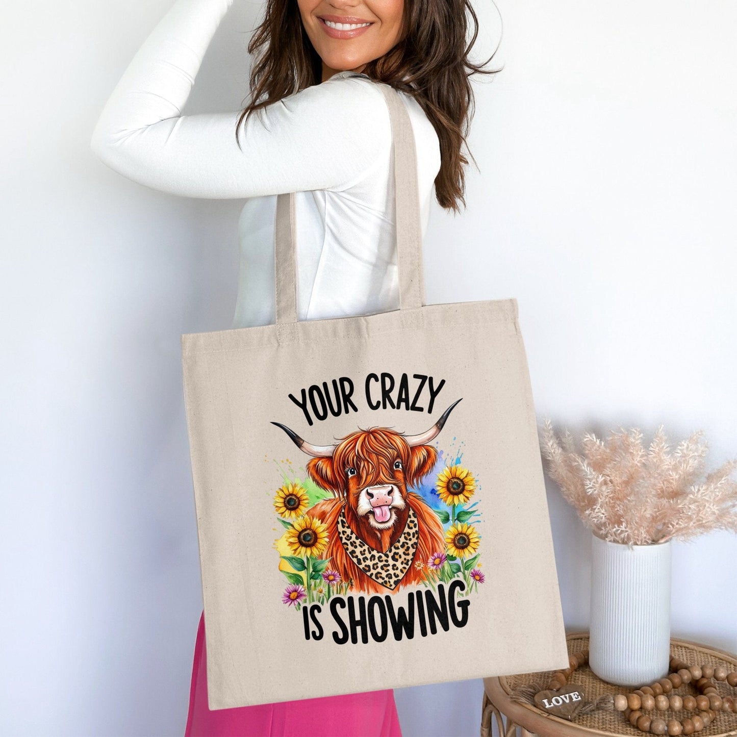Your Crazy is Showing Highland Cow Tote Bag product