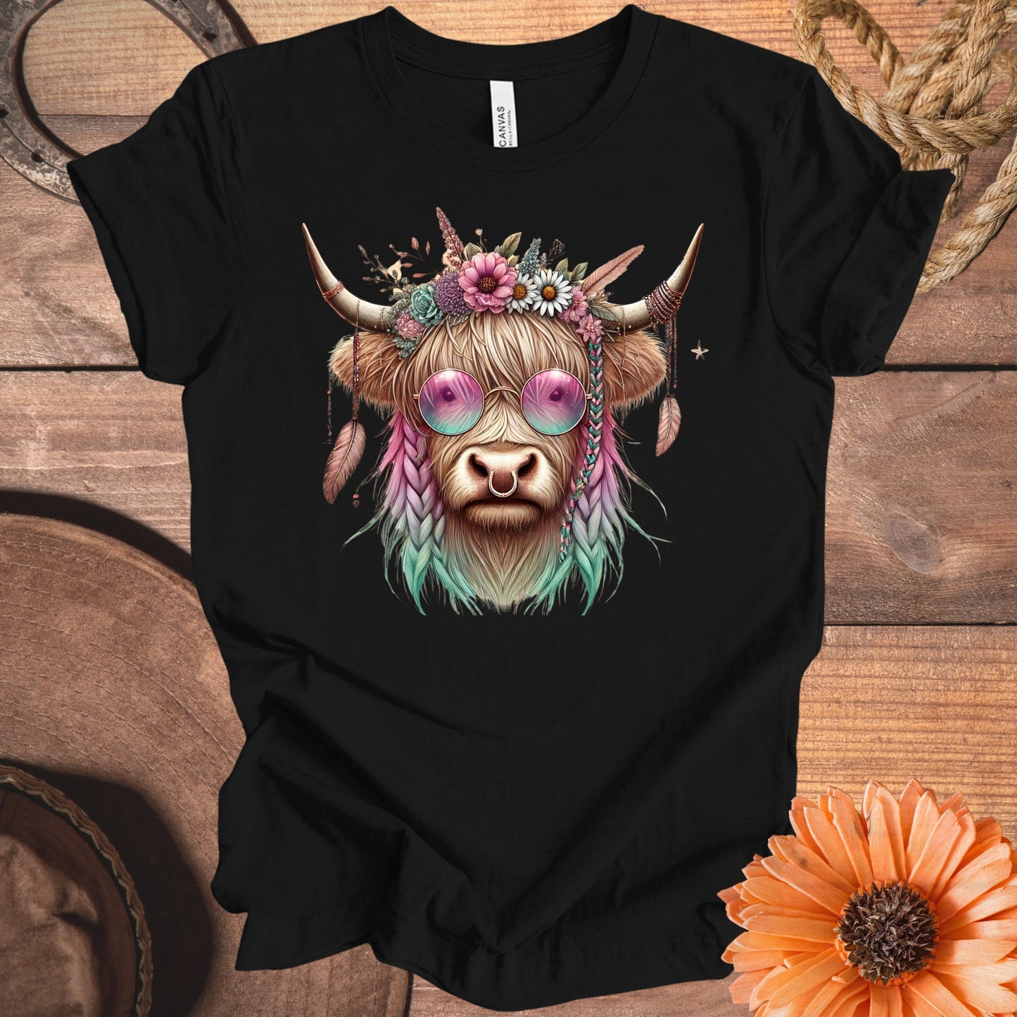 Colorful Bohemian Bull Design T-shirt product