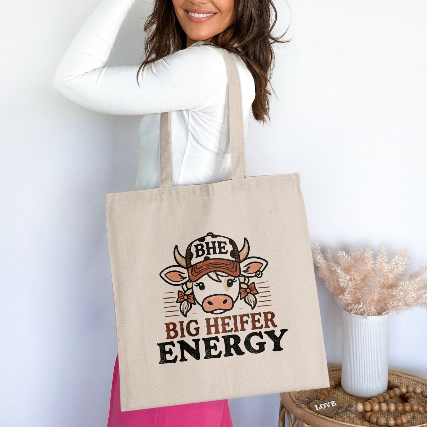 Big Heifer Energy Tote Bag Cute Animal Graphic product