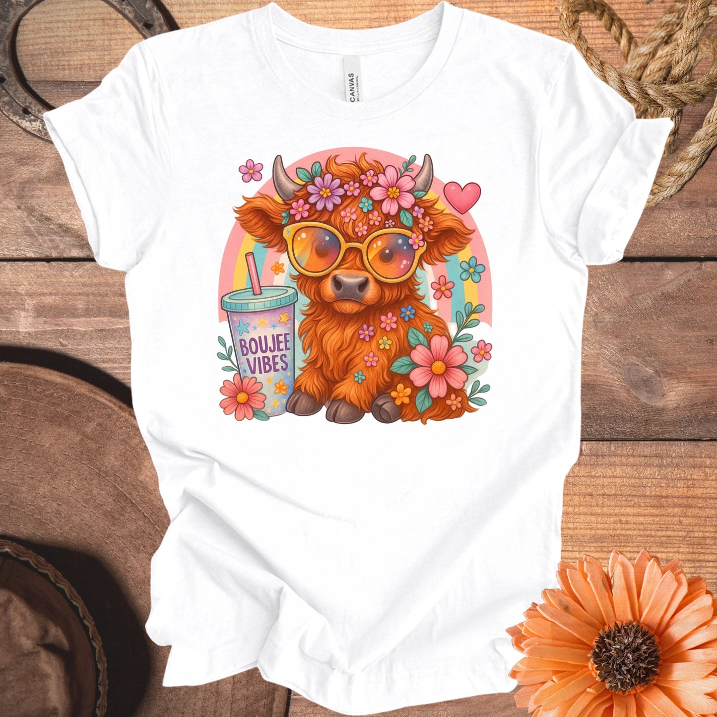 Boujee Vibes Graphic Cow with Sunglasses T-shirt product type