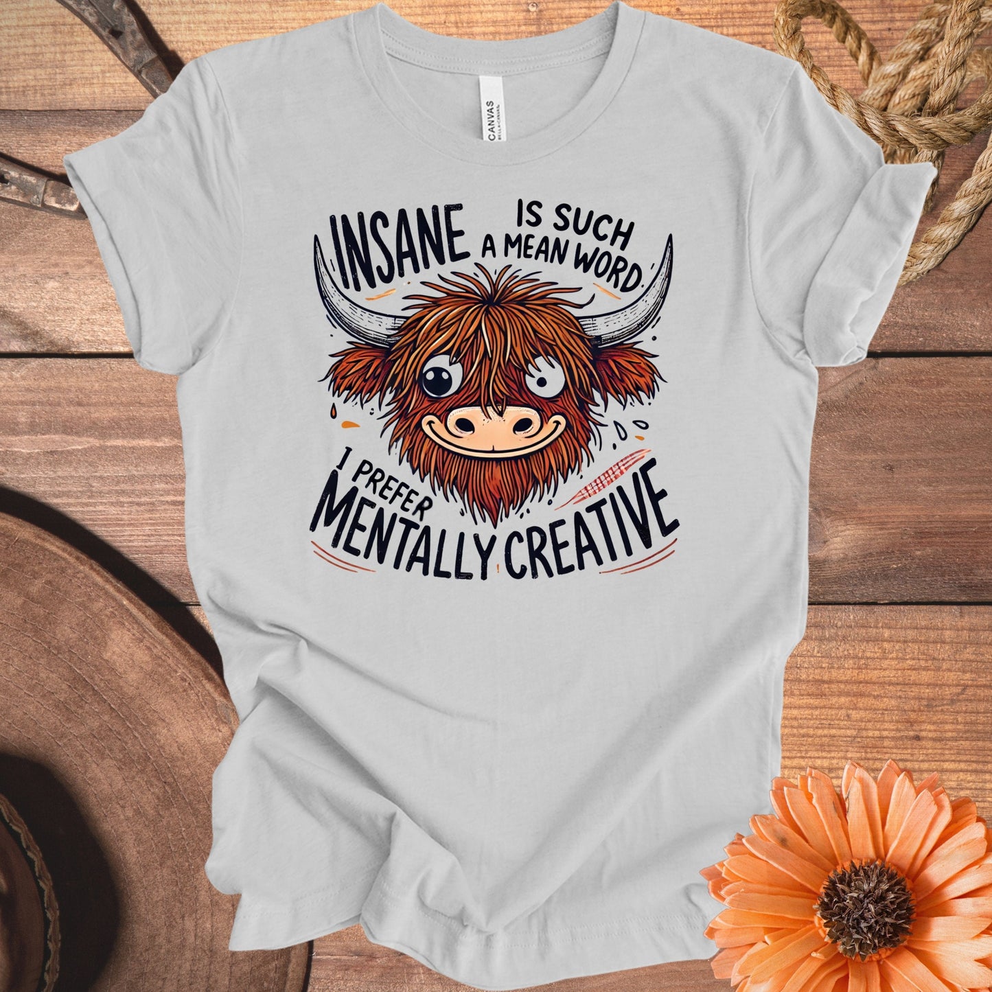 Mentally Creative Funny Bull Graphic T-Shirt product