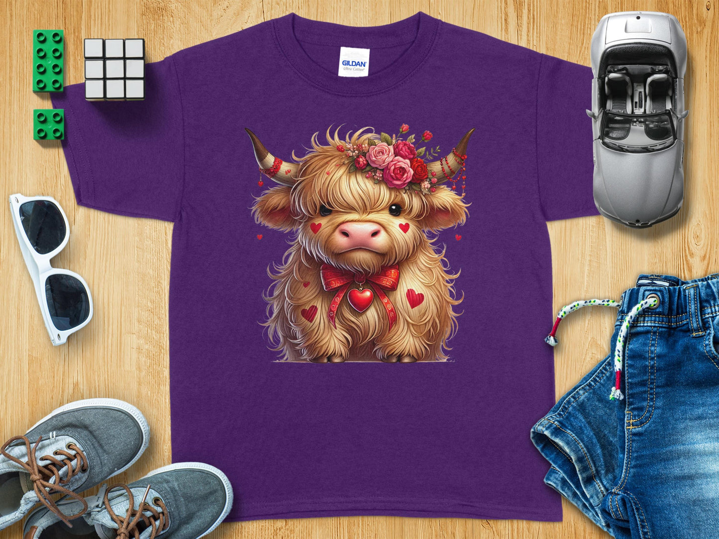 Adorable Highland Cow Purple Shirt For Kids product