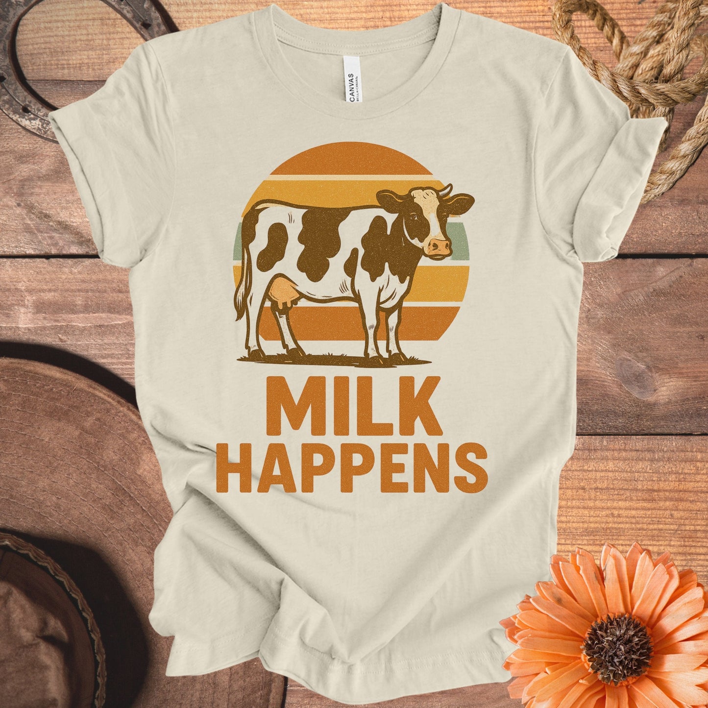 Vintage Style Milk Happens Graphic Tee product