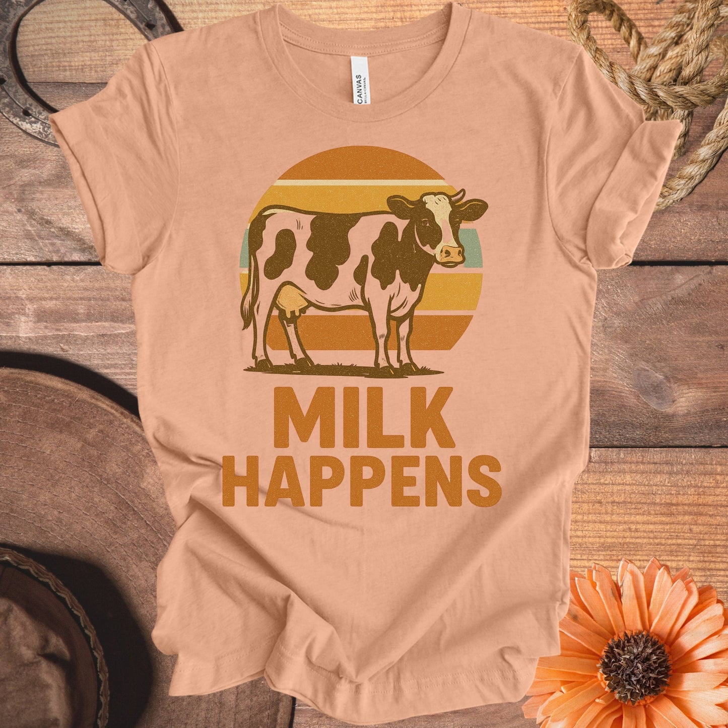 Milk Happens Graphic Cow Print T-Shirt product type