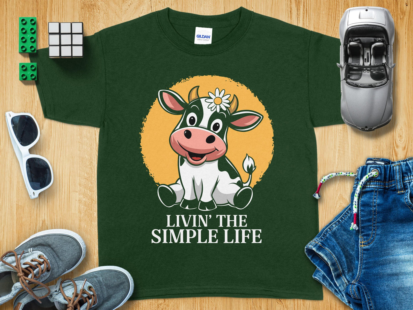 Livin' The Simple Life Cute Cartoon Cow T-Shirt product