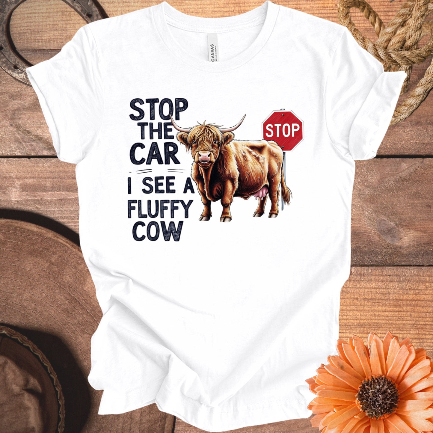 Stop The Car I See A Fluffy Cow White Shirt product type