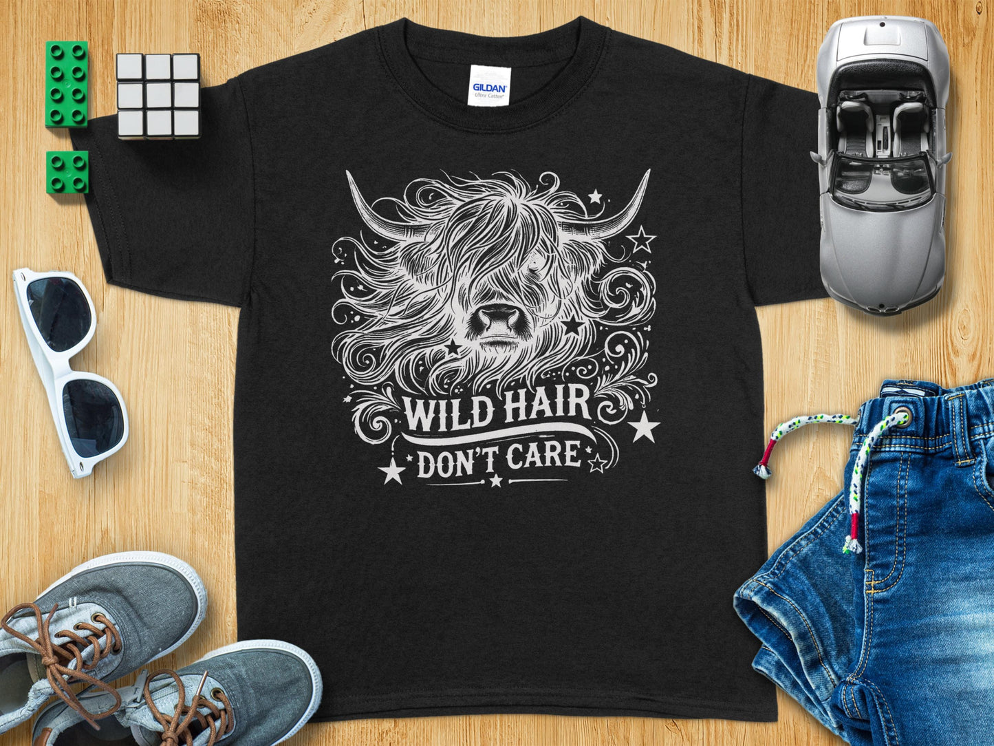 Wild Hair Don't Care Highland Cow T-Shirt product type