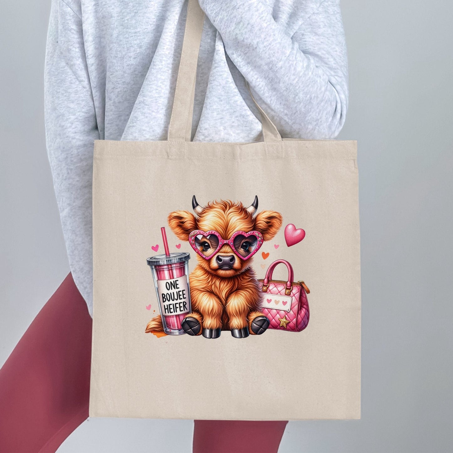 Cute Cartoon Cow With Hearts Fashionable Tote Bag product