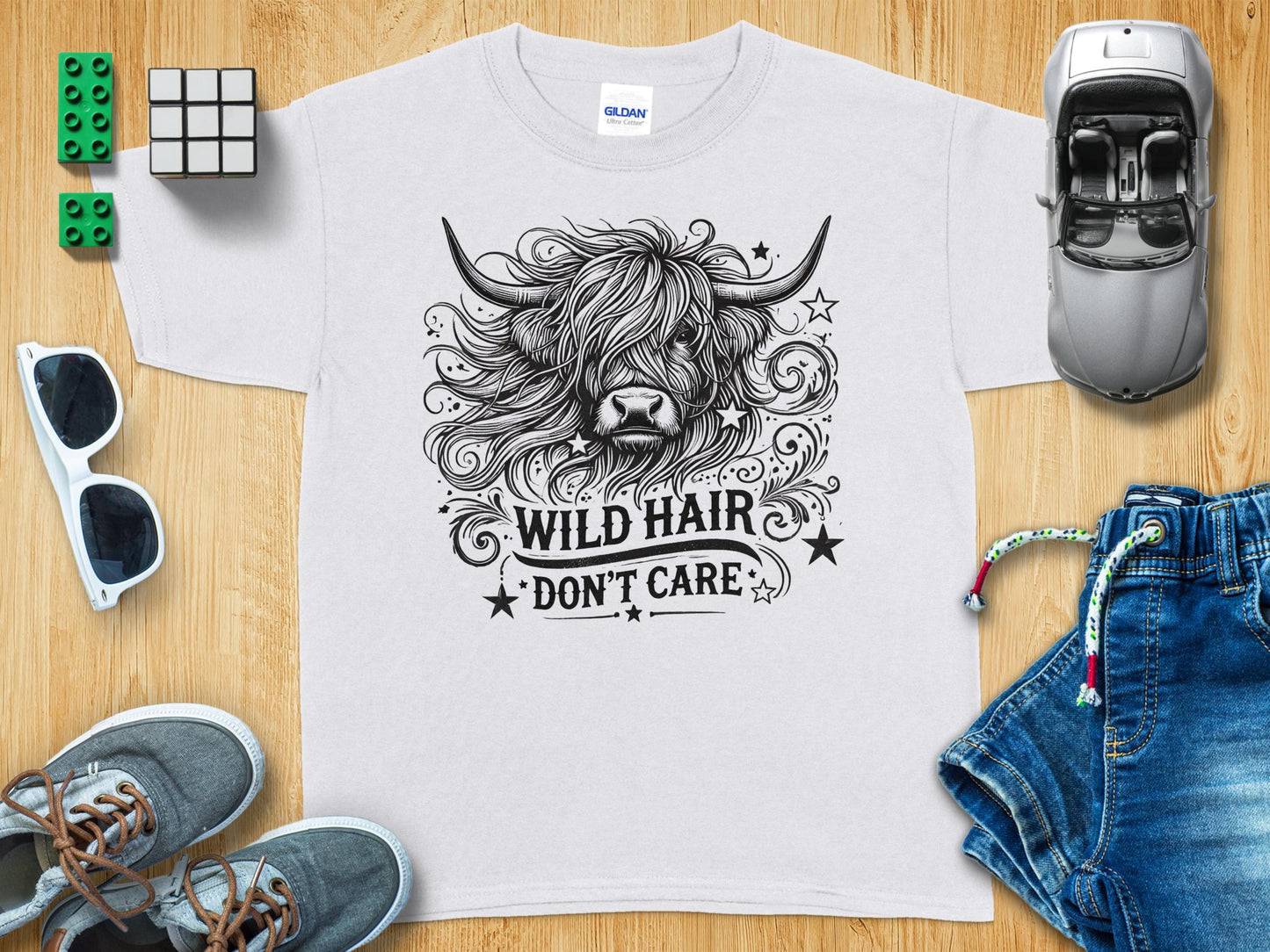 Wild Hair Don't Care Highland Cow Graphic T-Shirt product