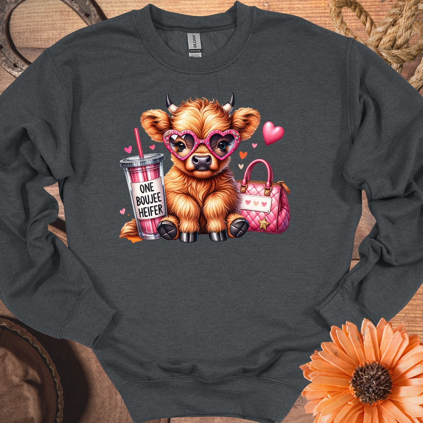 One Boujee Heifer Cute Highland Cow Sweatshirt product