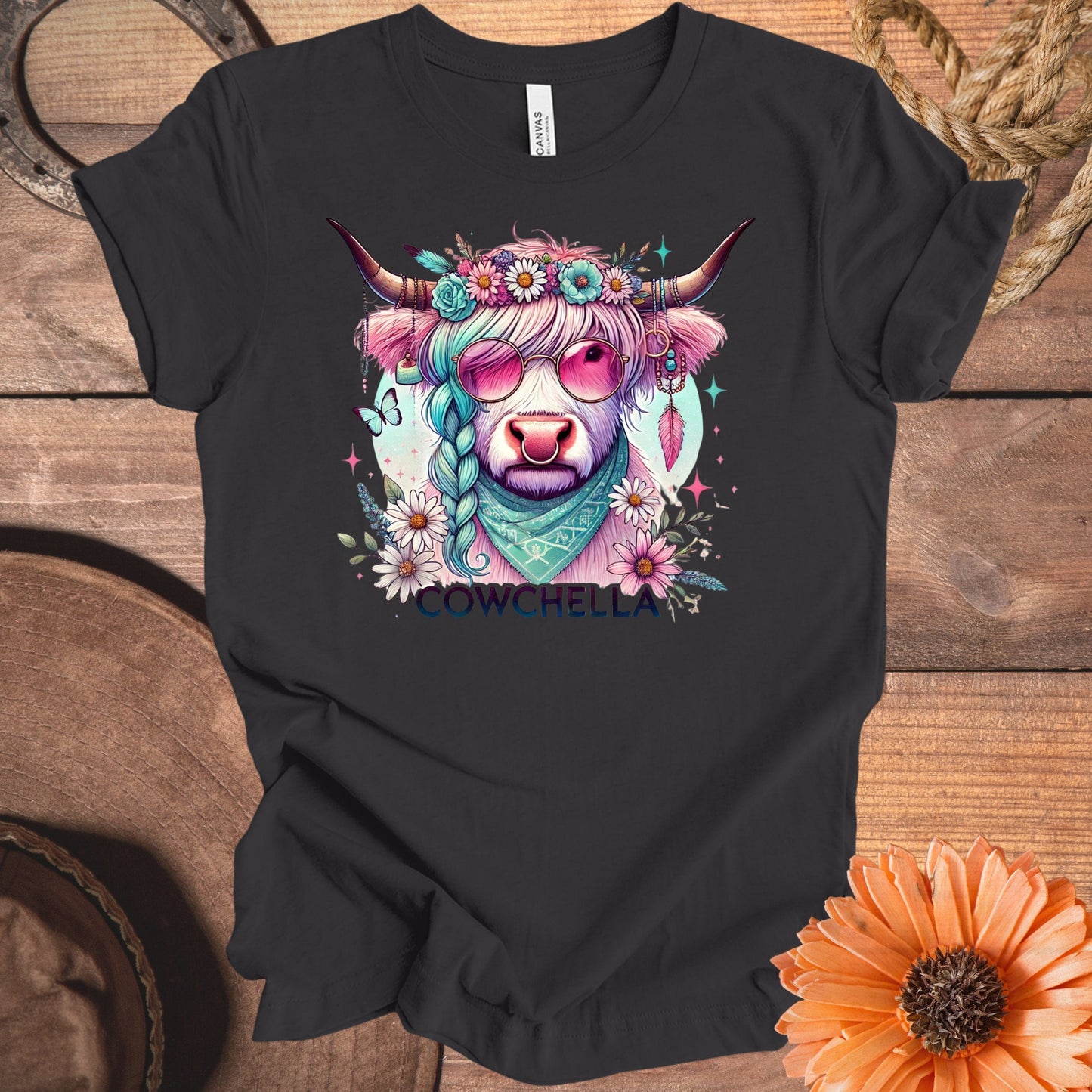 Funny Hippie Cowchella Festival Graphic T-shirt product type