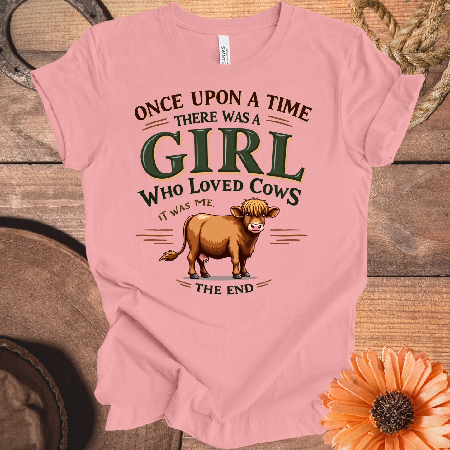 Once Upon A Time Girl Loved Cows Pink Shirt product