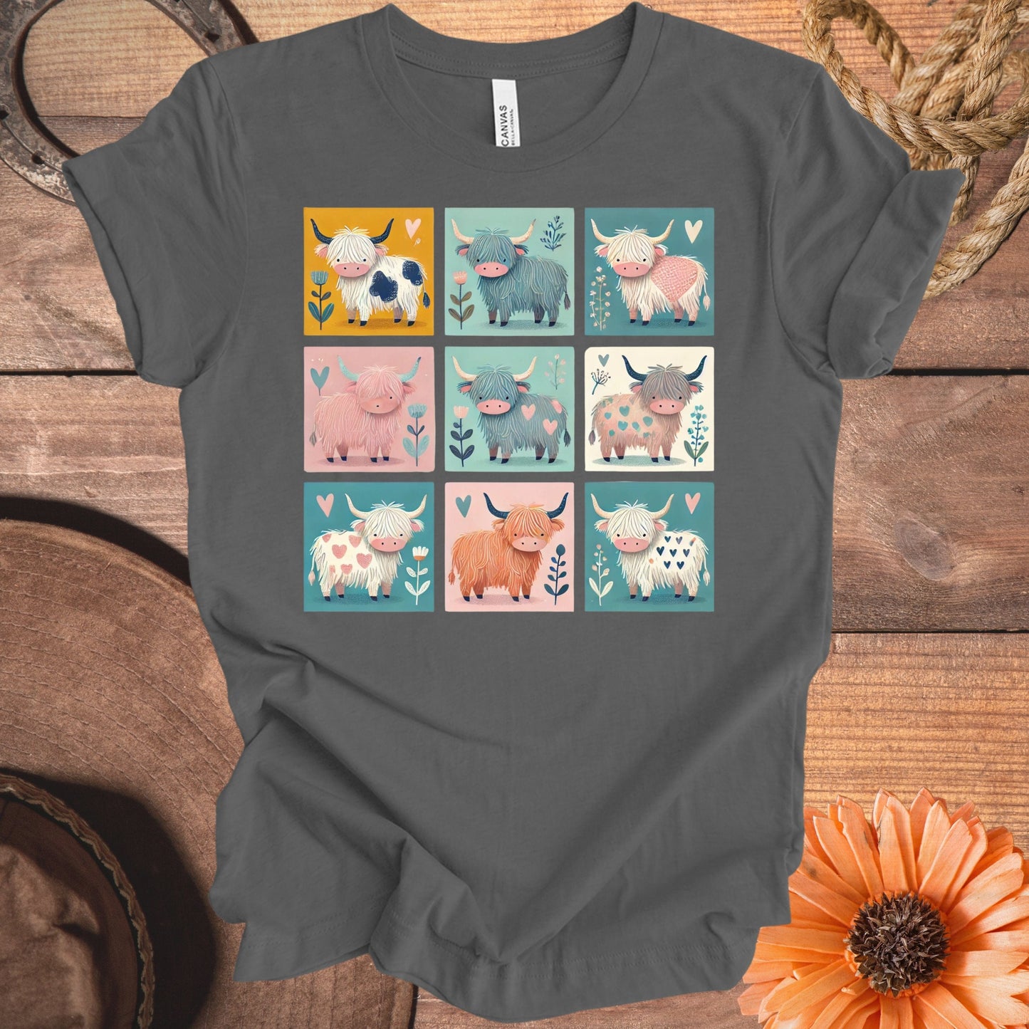 Cute Highland Cow Graphic Tee Shirt Product