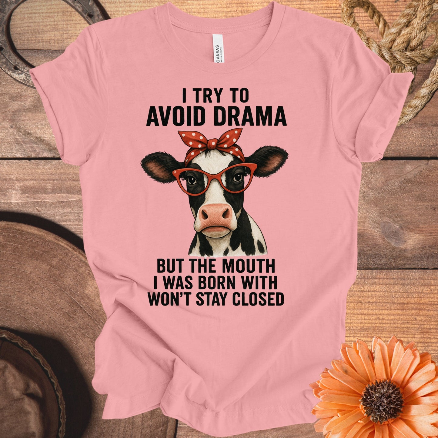 Avoid Drama Cow Wearing Glasses Graphic Shirt product