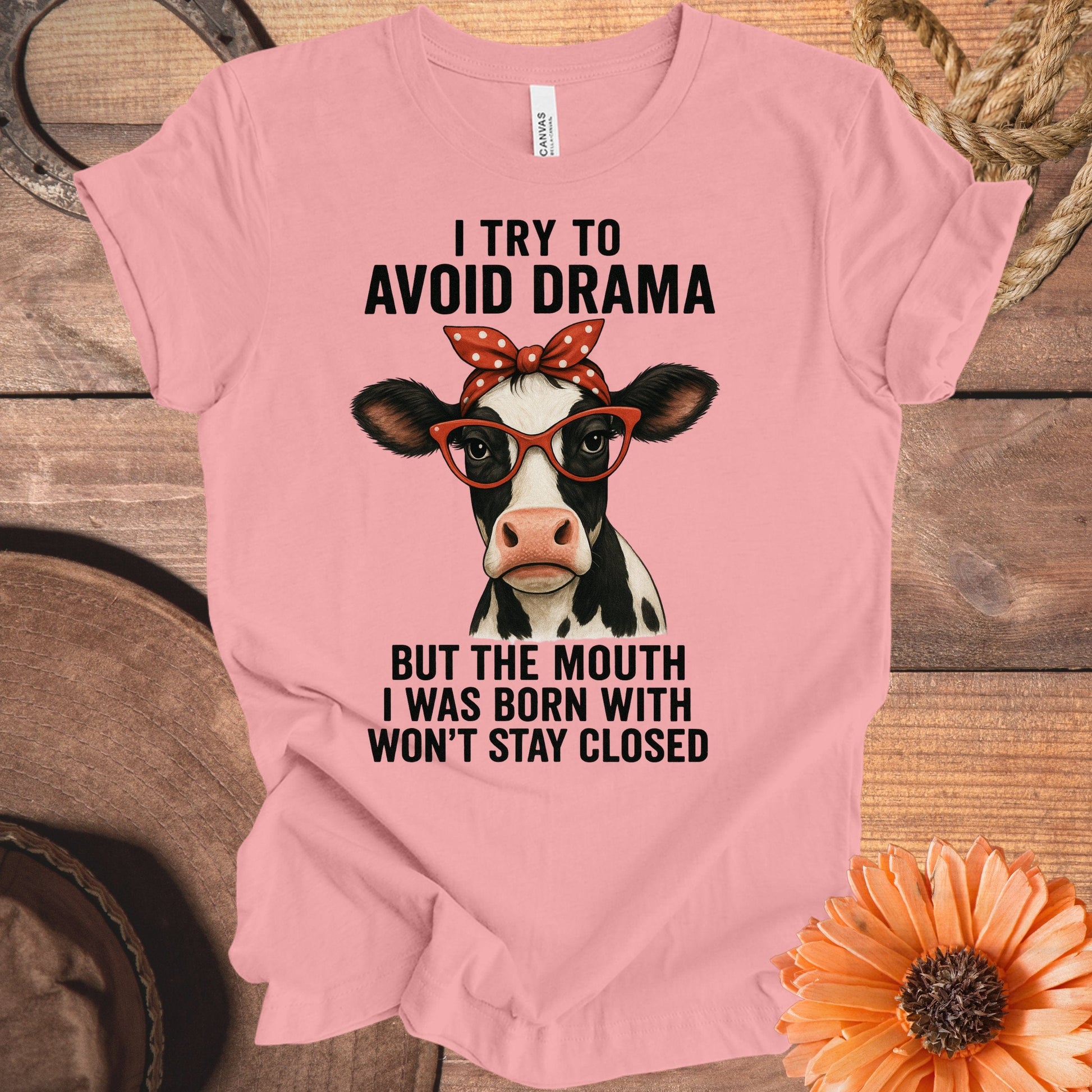Avoid Drama Cow Wearing Glasses Graphic Shirt product