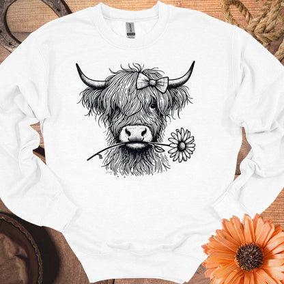 Highland Cow with Daisy Graphic Sweatshirt product