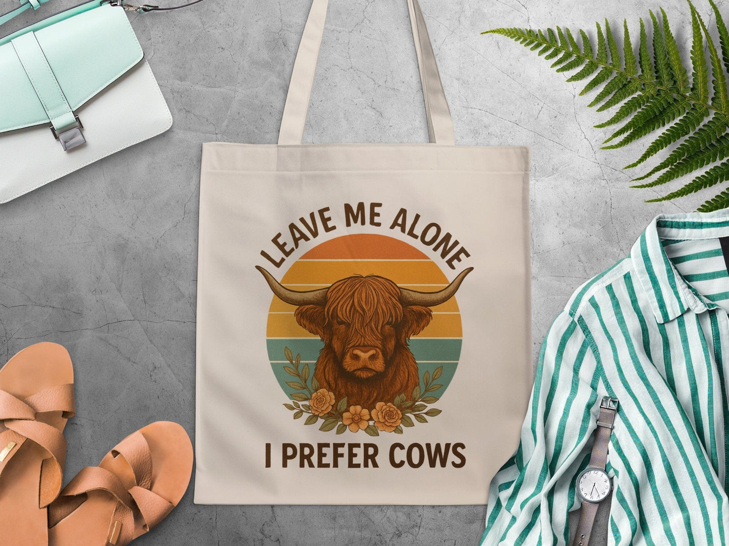 Leave Me Alone I Prefer Cows Print Tote Bag product