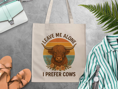 Leave Me Alone I Prefer Cows Print Tote Bag product