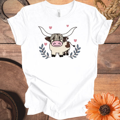 Cute Cow Drawing with Hearts Design T-Shirt product