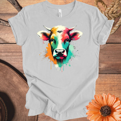 Colorful Artistic Cow Face Graphic Tee product type