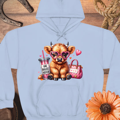 One Boujee Heifer Hoodie with Cute Cow Graphic product type