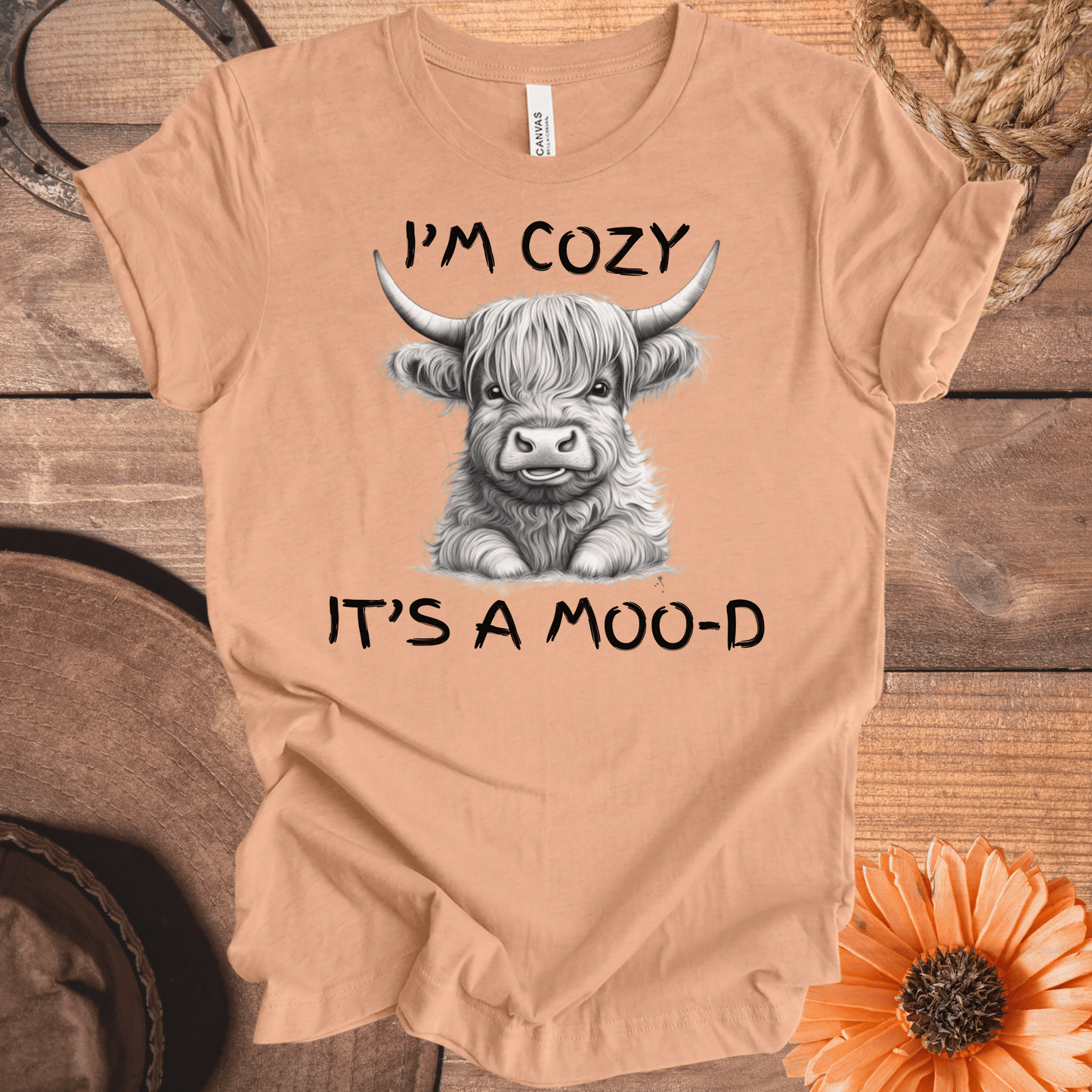 I'm Cozy, It's A Moo-D Highland Cow T-Shirt