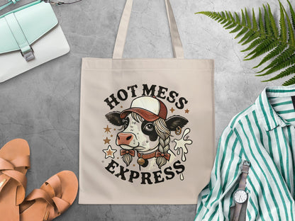 Hot Mess Express Cow Graphic Design Tote Bag Product