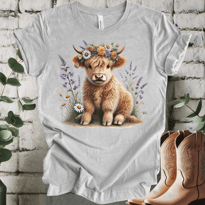 Floral Baby Highland Cow T-Shirt