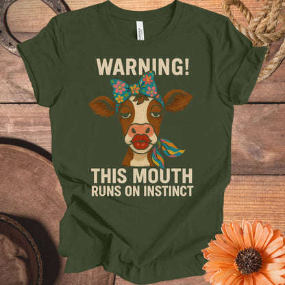 Warning This Mouth Runs on Instinct T shirt product